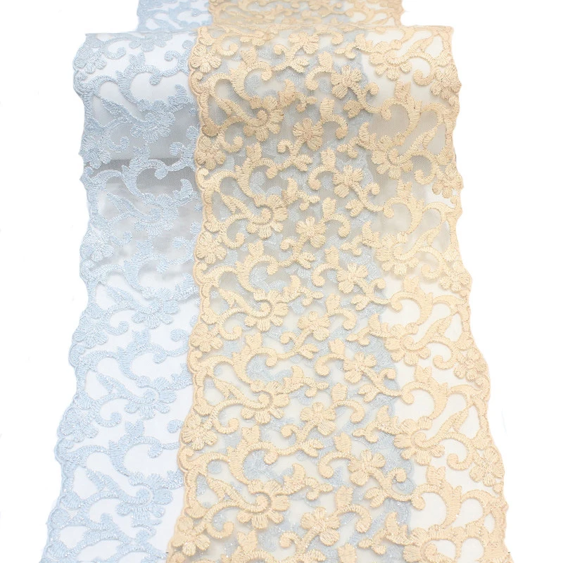 28 ярдов цветочная ткань с вышивкой Венецианская кружевная отделка фиолетовая