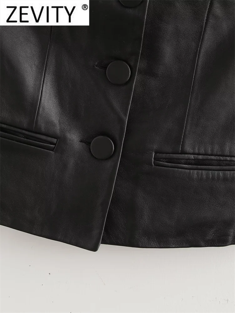 Zevity новинка 2024 женская модная тонкая блузка из искусственной кожи без бретелек