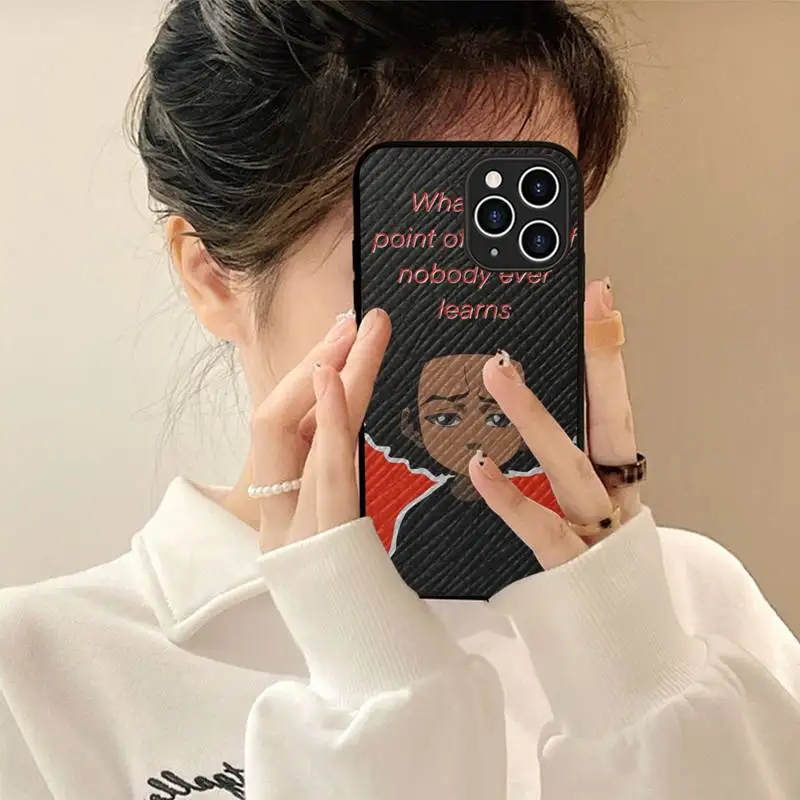 

The Boondocks Phone Case Hard Leather Case for iPhone 11 12 13 Mini Pro Max 8 7 Plus SE 2020 X XR XS Coque