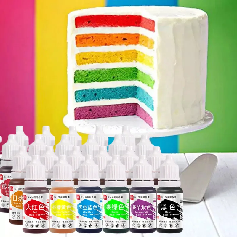 

24 Colors Set 10ml Natural Ink Food Coloring Cake Pastry Cookies DIY Craft Pigment for Cake Decoration Tool Frosting Icing Fond