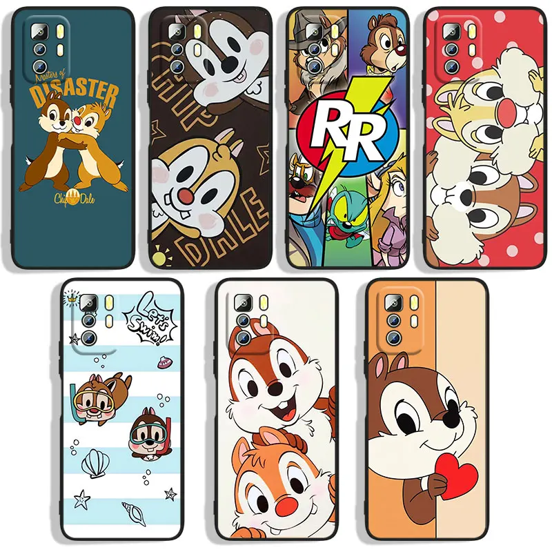 

Cute Chip 'n' Dale Phone Case For Xiaomi Redmi Note 4X 5 5A(32GB) 6 7 8T 8 9 9T 9Pro Max 9S Pro Black Funda Cover Soft Silicone