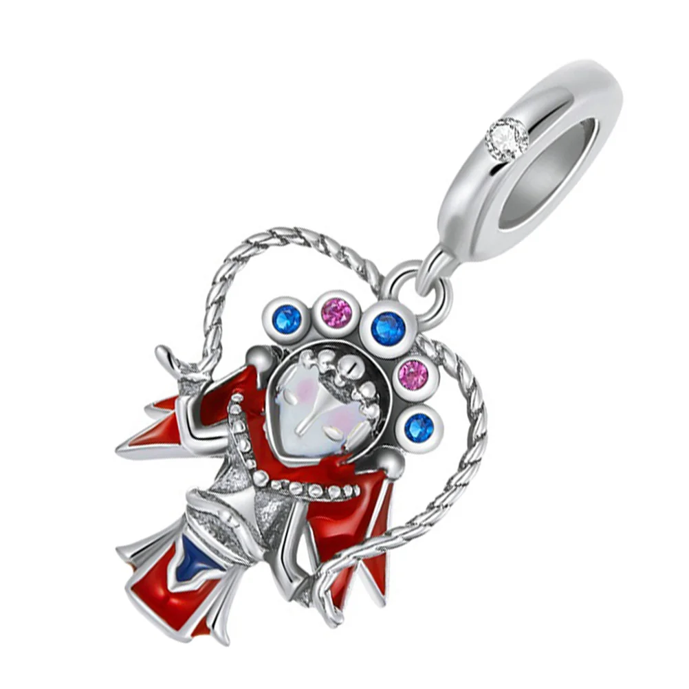 1pc Creative Sichuan Opera Charm DIY Bracelet Charm Silver Pendant Decor