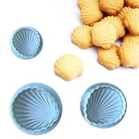3pcs shell plastic spring 3d cookie mould baking mould kitchen accessories