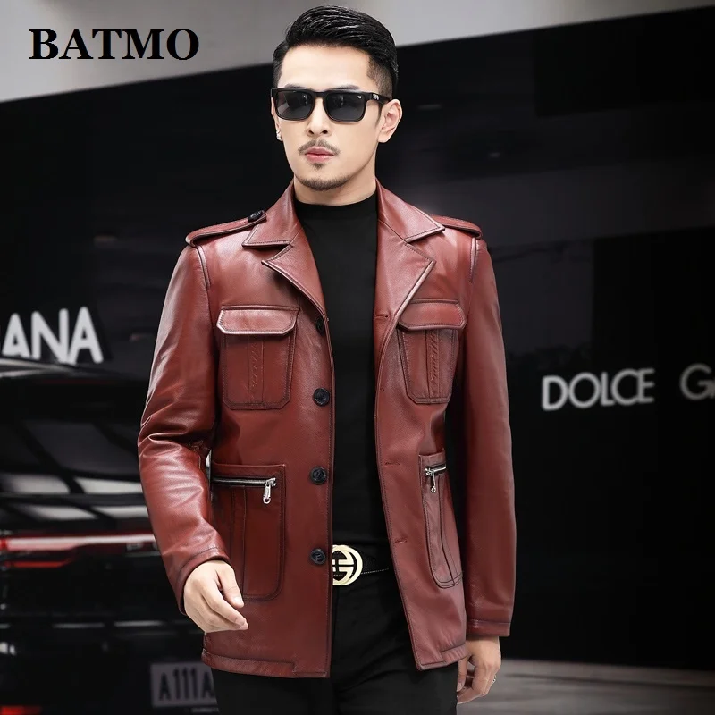 

Новое поступление 2024, весенние высококачественные мужские куртки из коровьей кожи, облегающий Блейзер, мужской размер M-XXXL XC2111