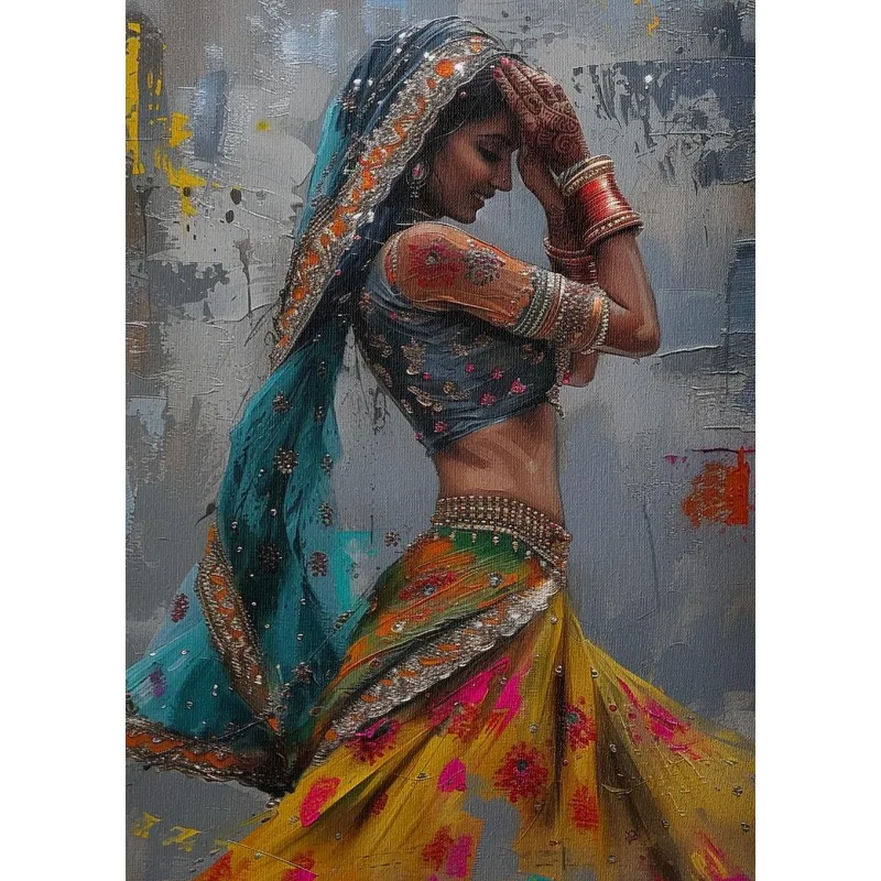 

Картина на холсте "Абстрактные граффити, индийская женщина, танцы дождя"