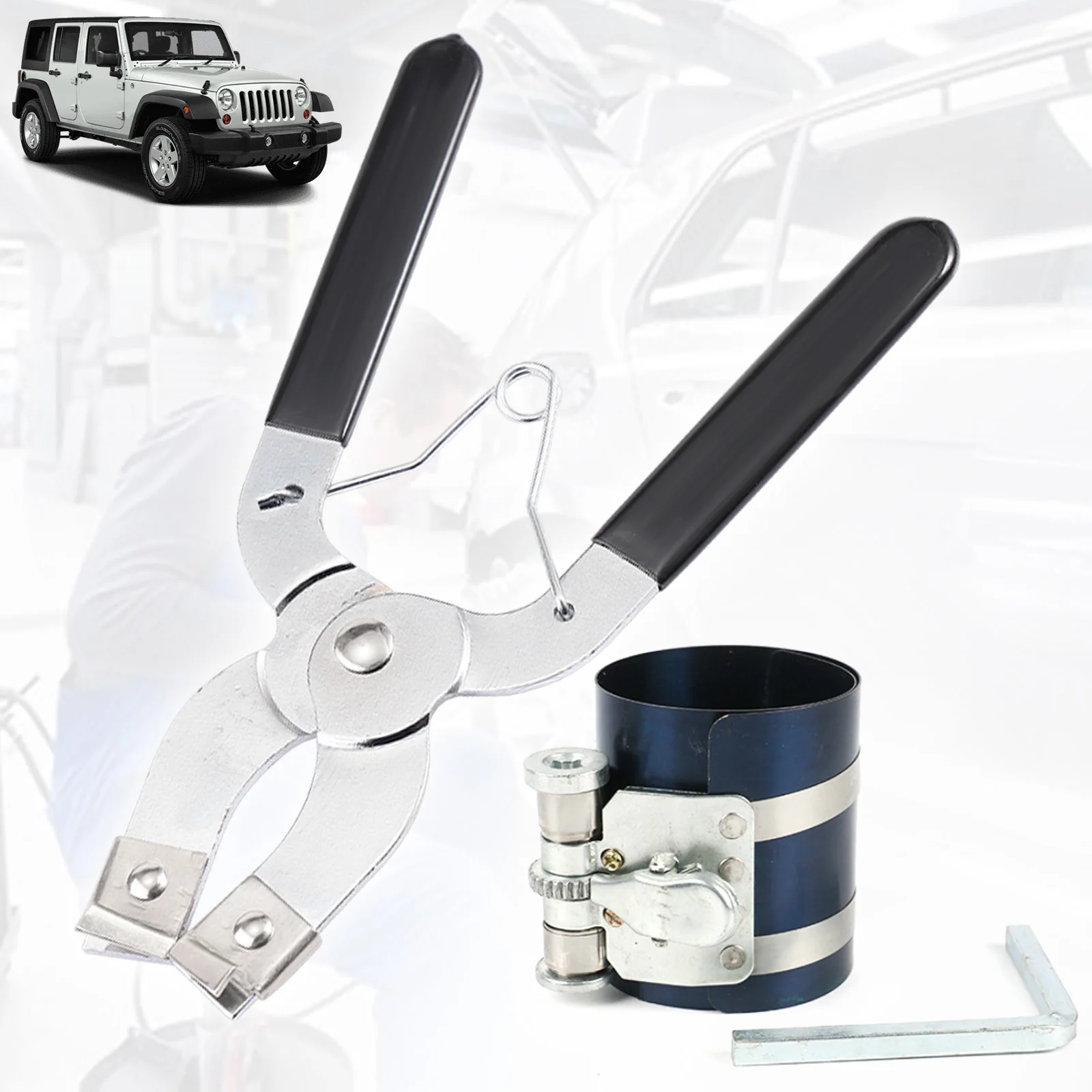 

1 Set Engine Piston Ring Caliper Compressor Ratchet Pliers 53mm -175mm Tool Installer Expander Remover Kit