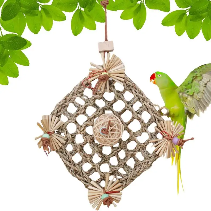 

Natural Bird Toys Swing Net Parrot Hanging Rope Stand Play Ladder Chew Durable Climbing And Playing Budgie Cockatoo Supplies