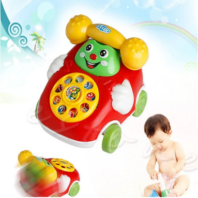 

Baby Toys Cartoon Phone Car Clockwork Toy Infant Crawling Wind Up Toy Kids Developmental Educational Toys Gift Random Colors