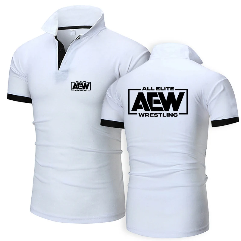 Фото 2024 Summer Men's All Elite AEW Wrestling AEW Logo Print High-Quality Cotton Lapel Collar Design Popular Solid Color Polo Shirts №4
