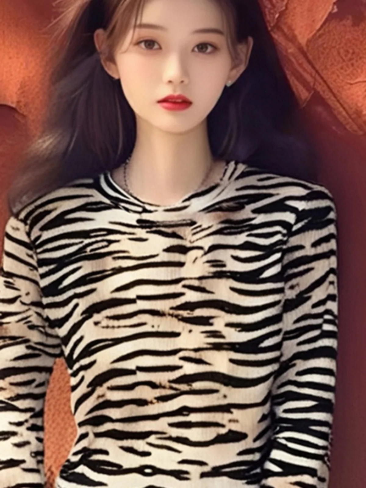 Гонконг Sle Ретро-дизайн с узором зебры Внутренняя одежда Рубашка длинными