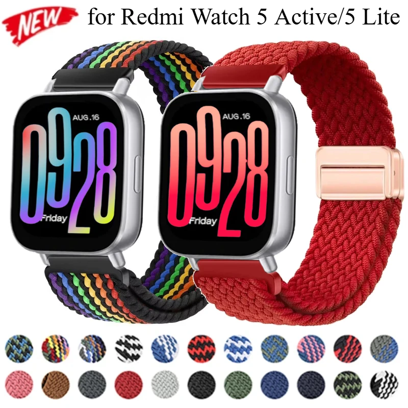 Нейлоновый ремешок для Redmi Watch 5 Active Lite магнитный плетеный браслет Xiaomi активные