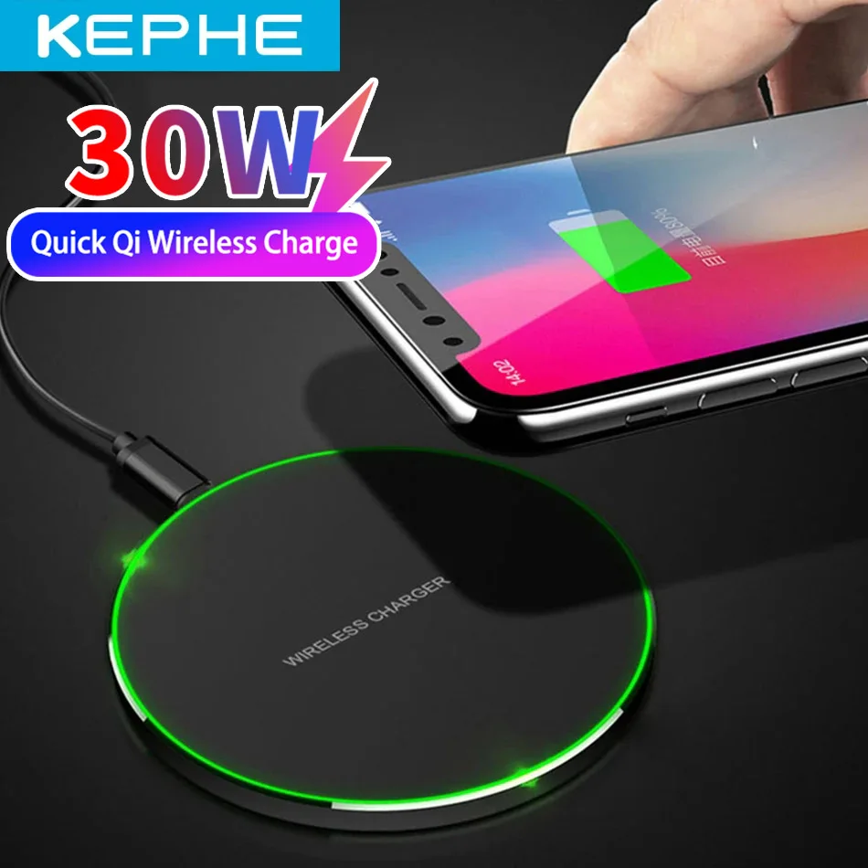 30W Quick Qi Wireless Charging for Samsung S8 S9 S10 S20 Fast Charging Charger for iPhone 12 8 11 X Xs XR Max Wireless Chargers