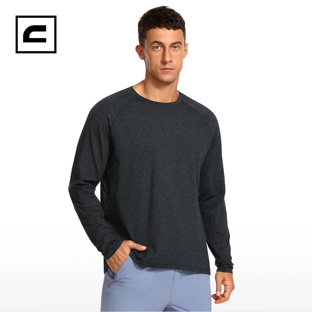 

CRZ YOGA Autumn Winter Mens Essentials Long Sleeve Tee Shirts Pullover Casual Lounge Shirts Running Gym Crew Neck T-Shirt Tops