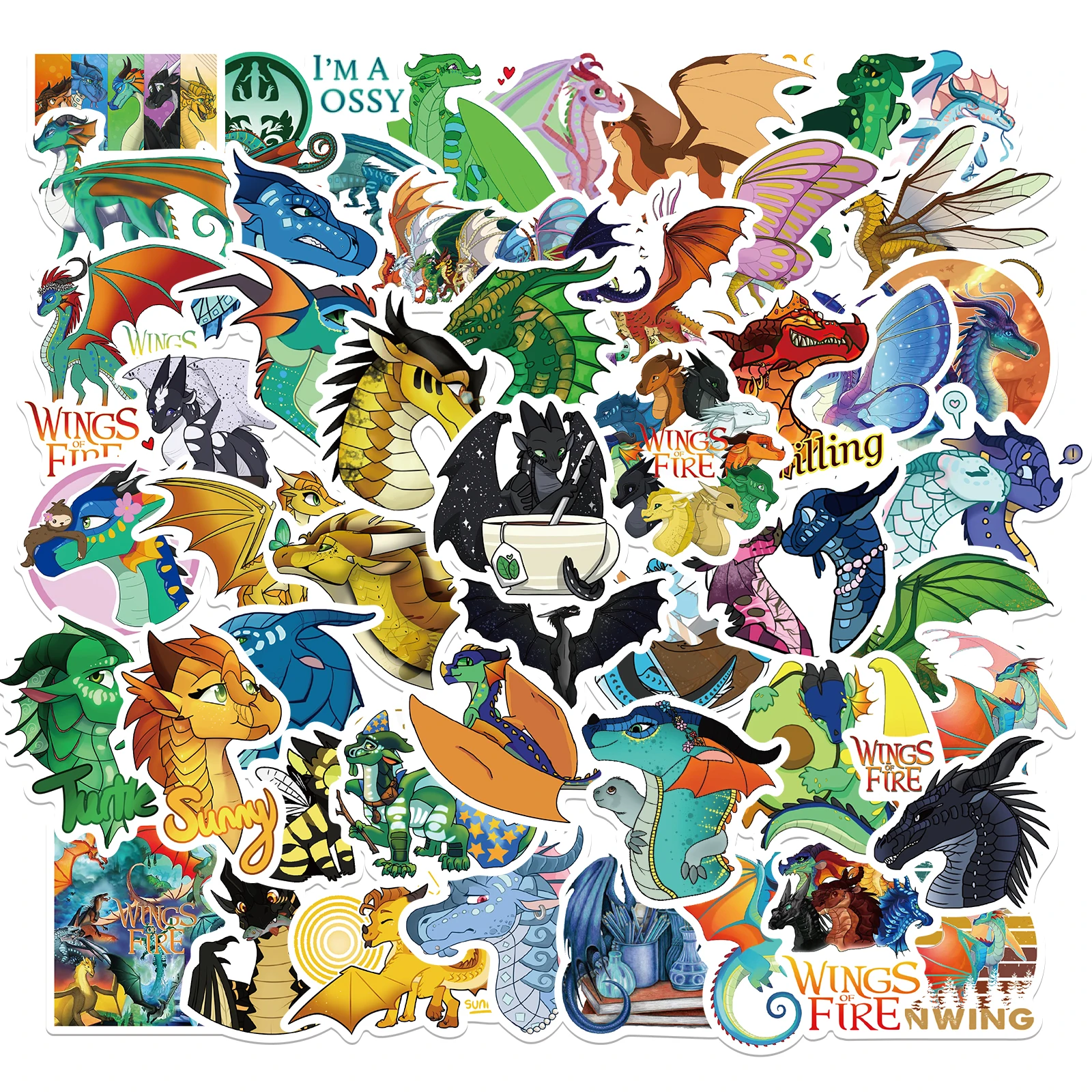 

10/25/50pcs Dinosaur Flying Dragon Cartoon Stikers Guitar Laptop Bicycle Kids Waterproof Stikers Toys Scrapbooking Supplies