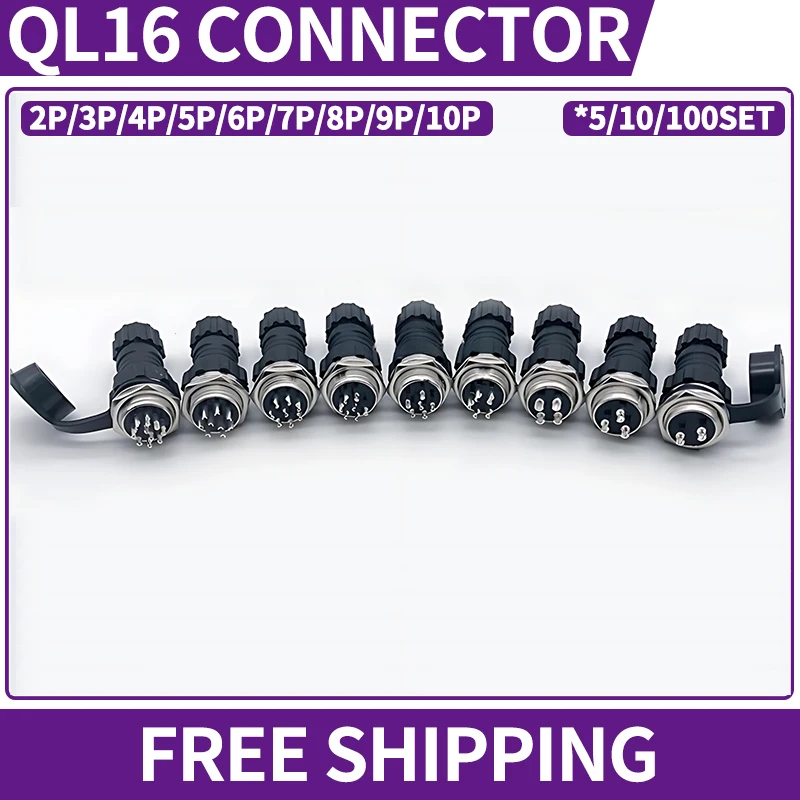 

QL16 GX16 M16 Aviation Plugs Connectors - Male/Female Docking, Waterproof, & Anti-electric Shock 2P 3P 4P 5P 6P 7P 8P 9P 10P