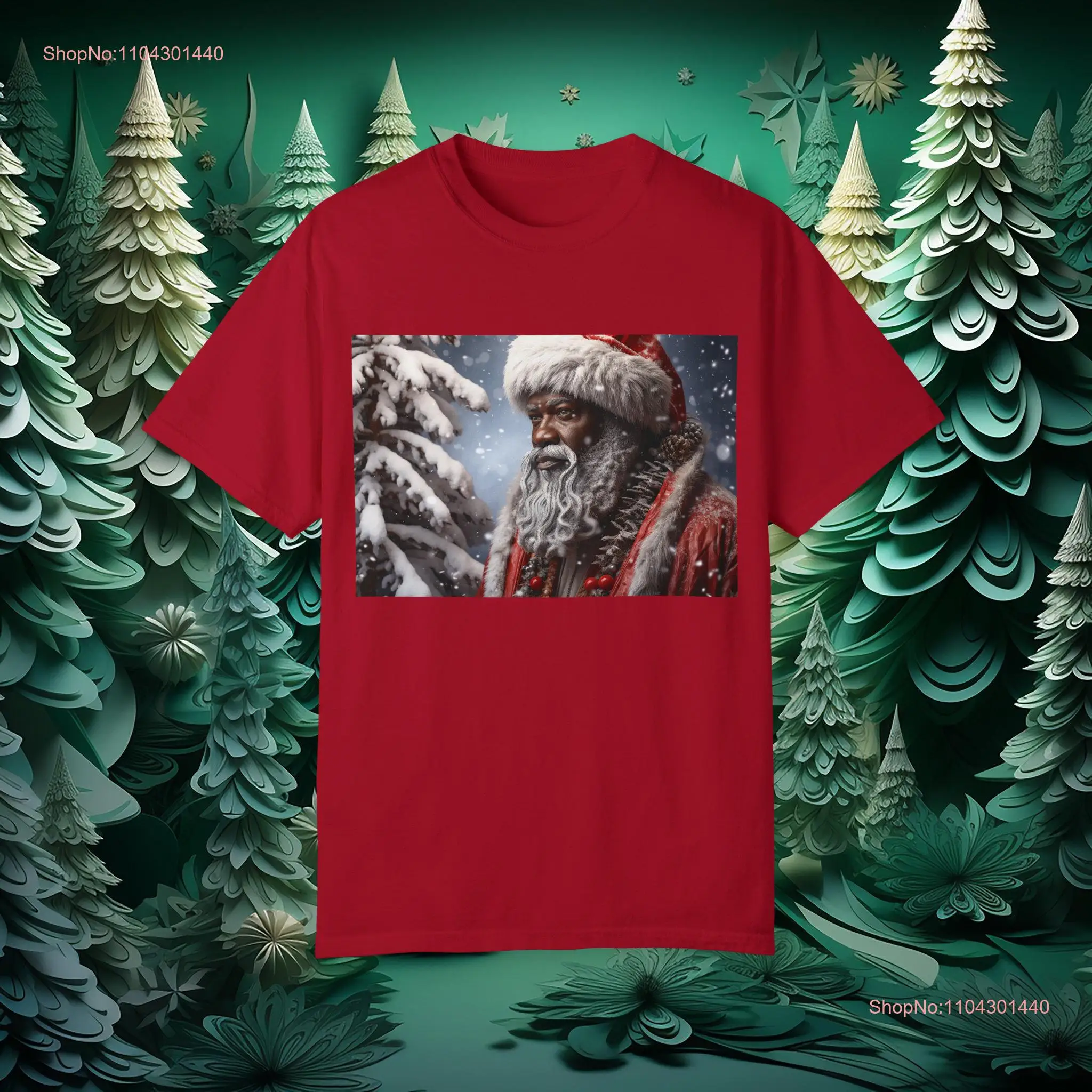 Черная футболка Санта-Клауса в афро-американском стиле с длинными или короткими