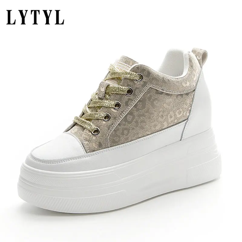 

10cm New Genuine Leather Embossed Chunky Sneakers Women's Platform Wedge Causal Walking INS Fashion Modern Vulcanize Shoes A1-99