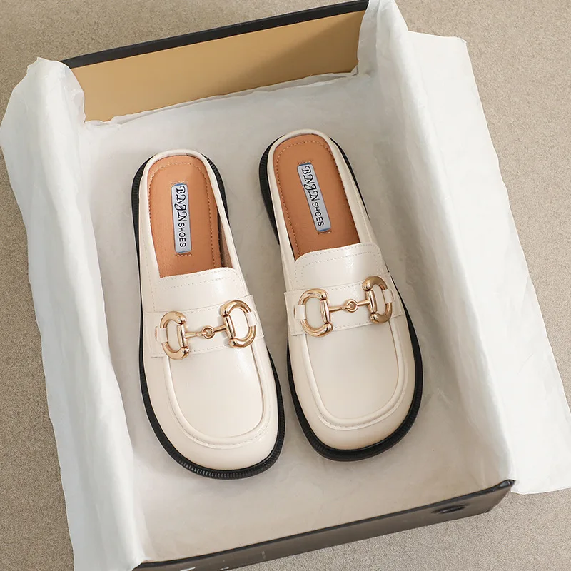 

Large Size Summer Wear 2022 New Retro Lazy One Foot Soft Bottom Baotou Slippers Women's Flat Shoes