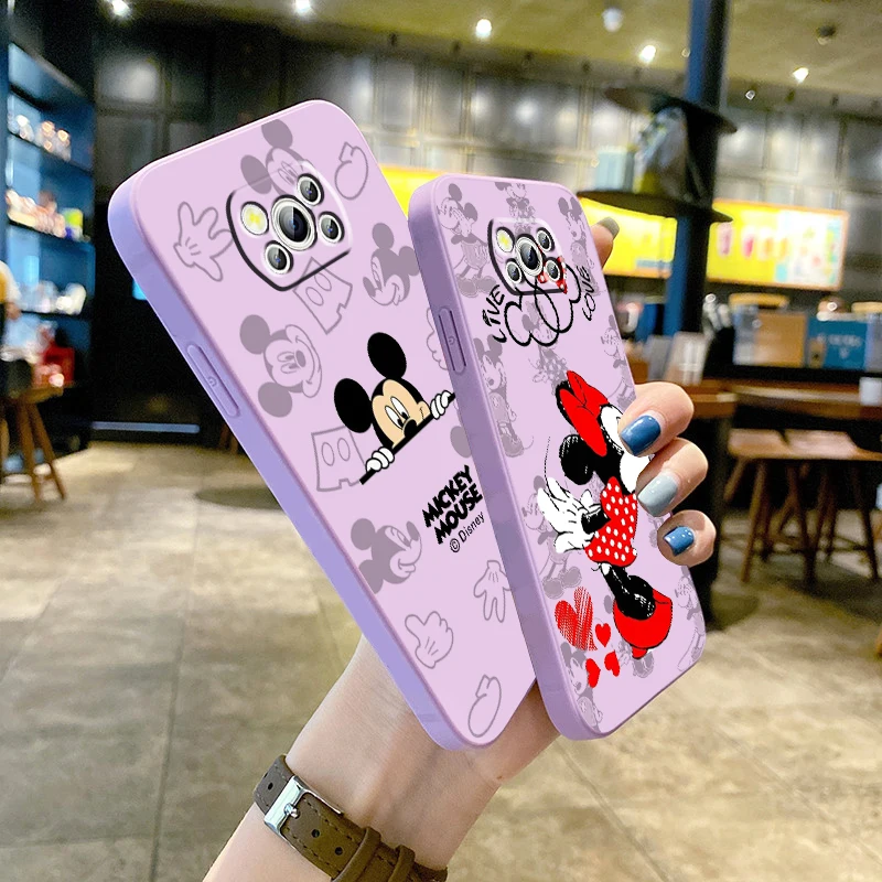 

Mickey Minnie Disney Cartoon Phone Case For Xiaomi Mi Poco X4 X3 C40 C3 M4 M3 F4 F3 GT Pro NFC 5G TPU Funda Liquid Rope Cover