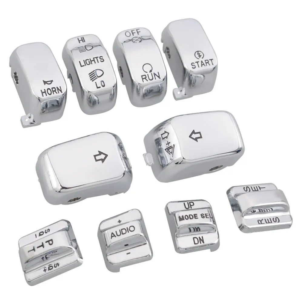 

Хромированные крышки переключателей ручного управления мотоцикла, крышки кнопок для Harley Road Glide EFI FLTRI CVO Electra Glide FLHTCSE EFI FLTRSEI