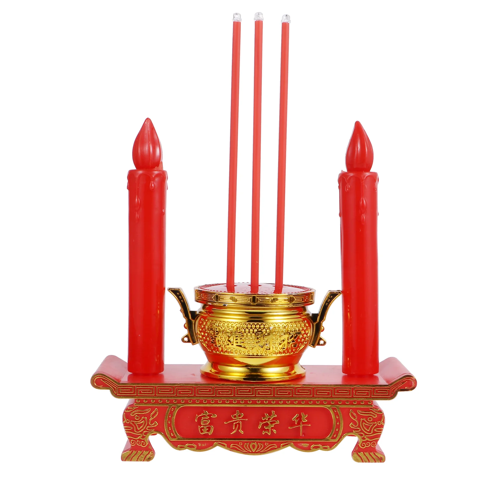 

Ledlamp Buddhaflamelesslight Holder Candlestickdecor Burner Tealight Taper Lights Fake Electric Retro Thai Supplies Chinese Shui