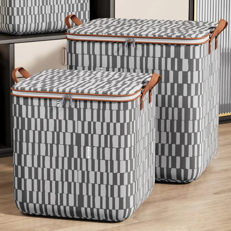 

Houndstooth Clothes Quilt Bins Container Organizers with Handle Fabric Storage Bags with Lids for Bedroom Closet Wardrobe