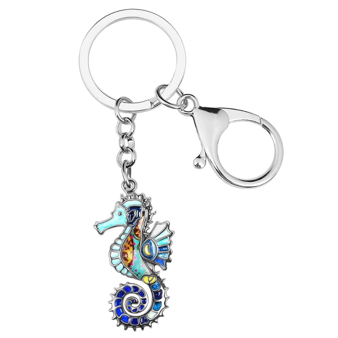 

NEWEI Enamel Alloy Cute Ocean Sea Horse Keychains Car Purse Key Ring Gifts Fashion Jewelry for Women Girls Charms Accessories