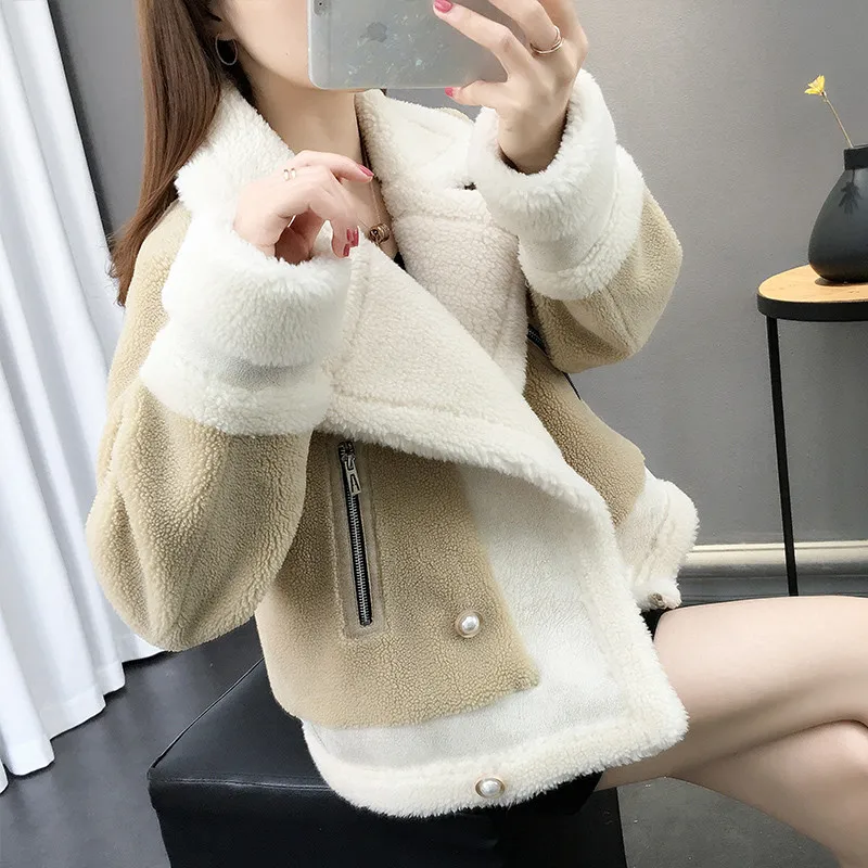 Fashion Lamb h Jacket Women 2022 New Autumn Winter Single-Breasted Short For Coat Female Loose Clothes Thick Outerwear  fur