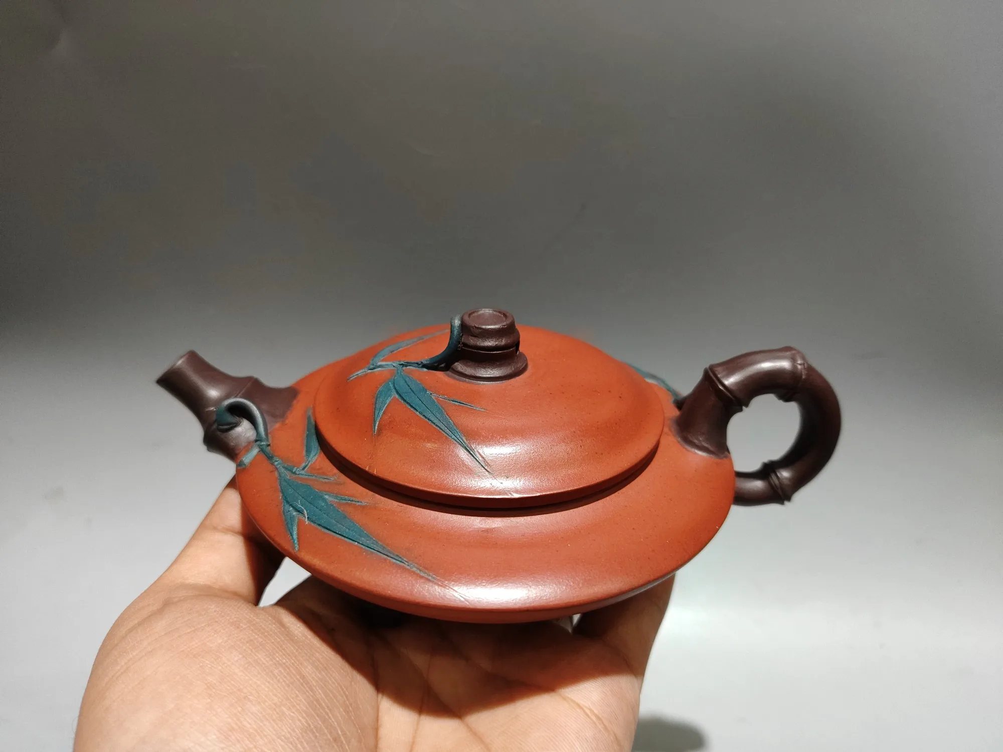 6 &quotКитайский Исинский фиолетовый глиняный чайник с бамбуковым листом и узором