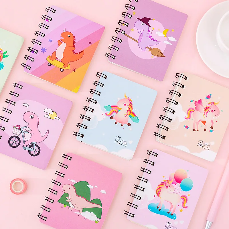 

Cute Loose-leaf Cartoon Dinosaur Portable Pocket Coil Notebook Student Small Mini Plan Notebooks School Supplies Stationery