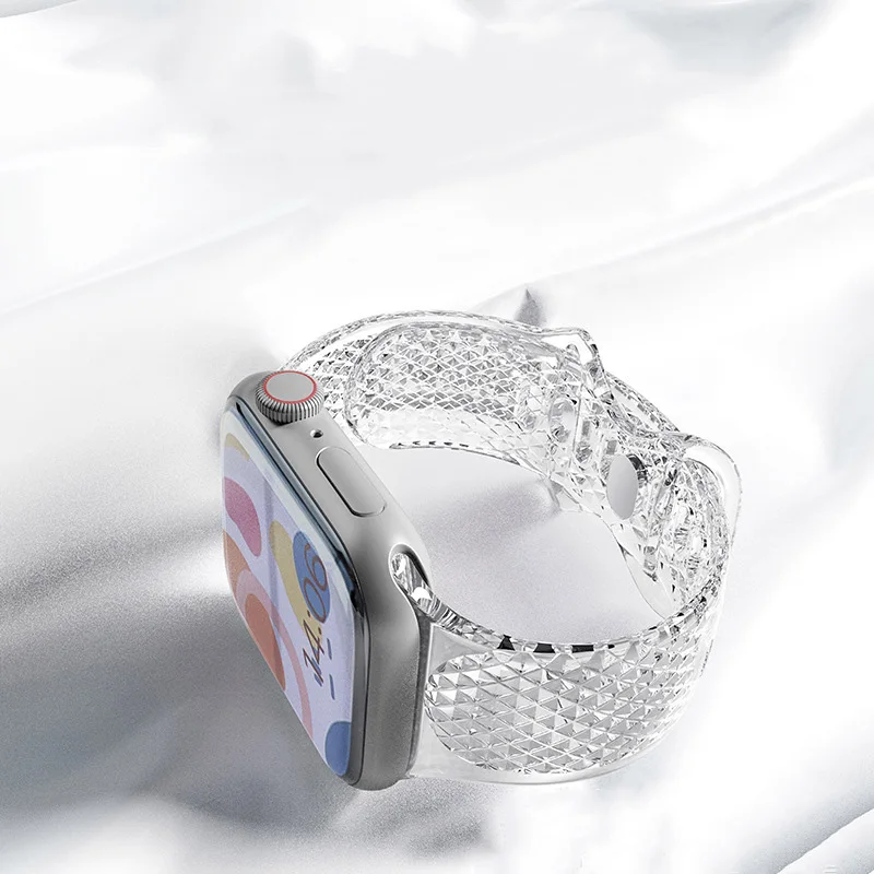 Clear Band for Apple Watch Series 8 7 6 SE 5 4 49mm 45mm 44mm 42mm 41mm Transparent Wrist Bracelet for iwatch 40mm Plastic Strap