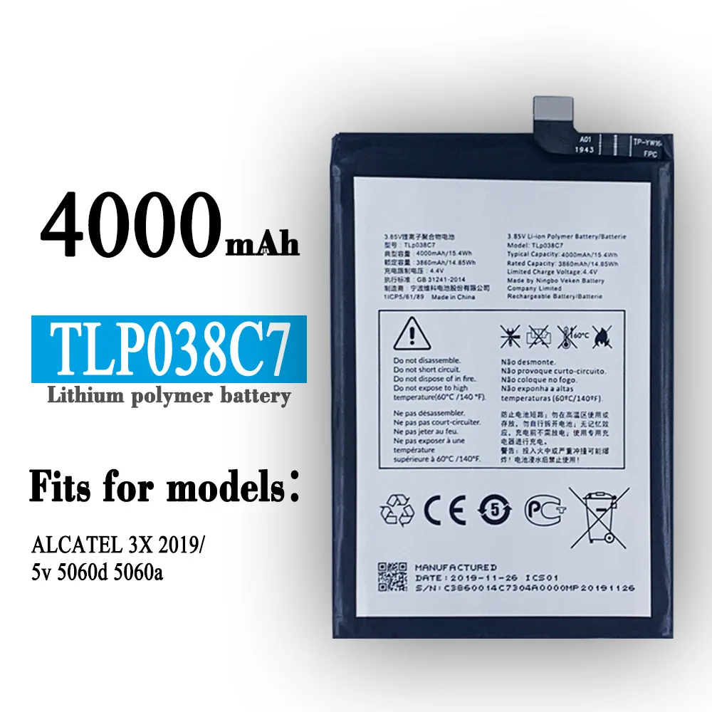 

TLP038C7 Orginal High Quality Replacement Battery For Alcatel 3X 5v 5060a 5060d Built-in Large Capacity Lithium Latest Batteries