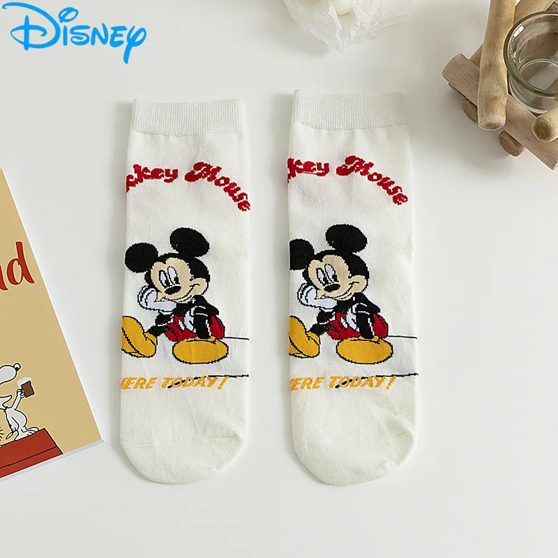 Disney Socks Mid-tube Socks Donald Mickey Autumn And Winter Cartoon Cute Student Socks For Girls Minnie Pooh Stitch Women Socks