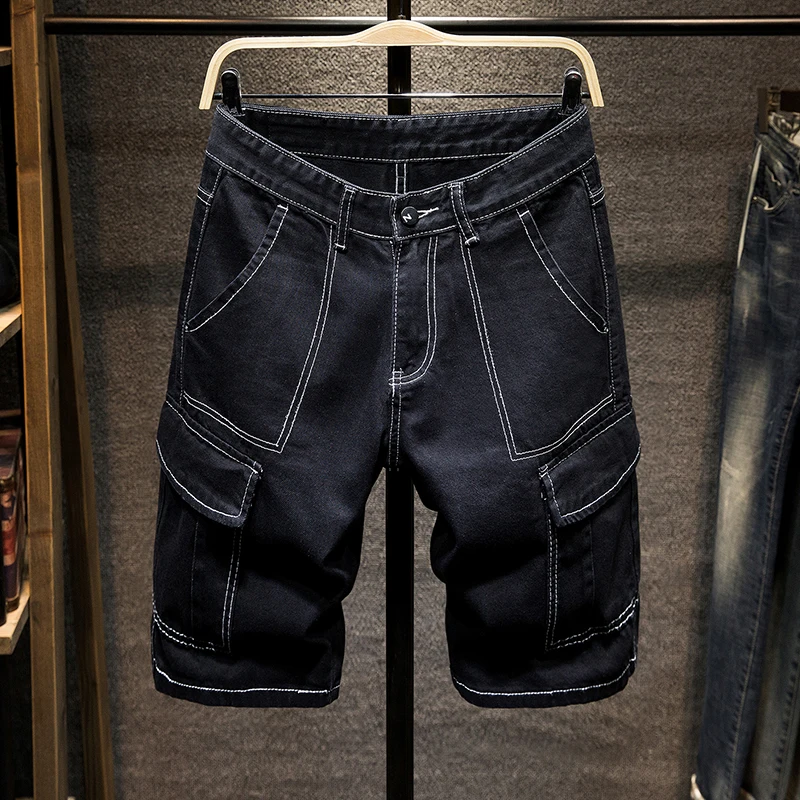 

Summer Shorts Jeans Men Black Denim Pants Stretch Fashion Design Men's Slim Straight Male Cargo Short Jeans Hombre