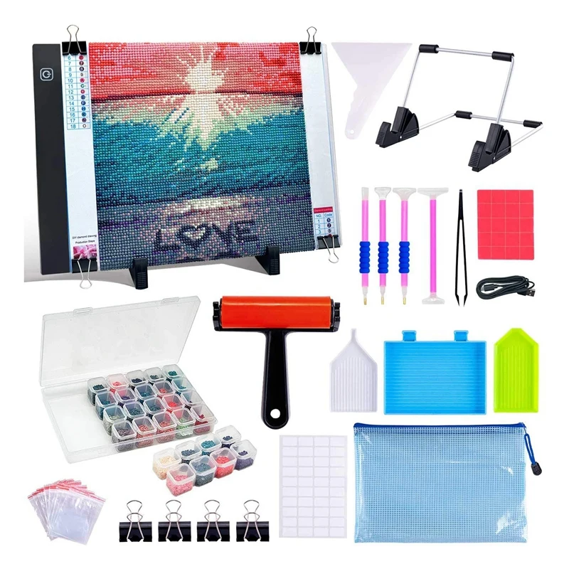 

A4 LED Light Pad Diamond Painting Accessories Kits For Adults,Diamond Art Light Board With Diamond Painting Tools