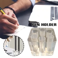 clear acrylic pen holder 6 holes pencil organizer makeup brush display stand for home office desk stationery storage rack