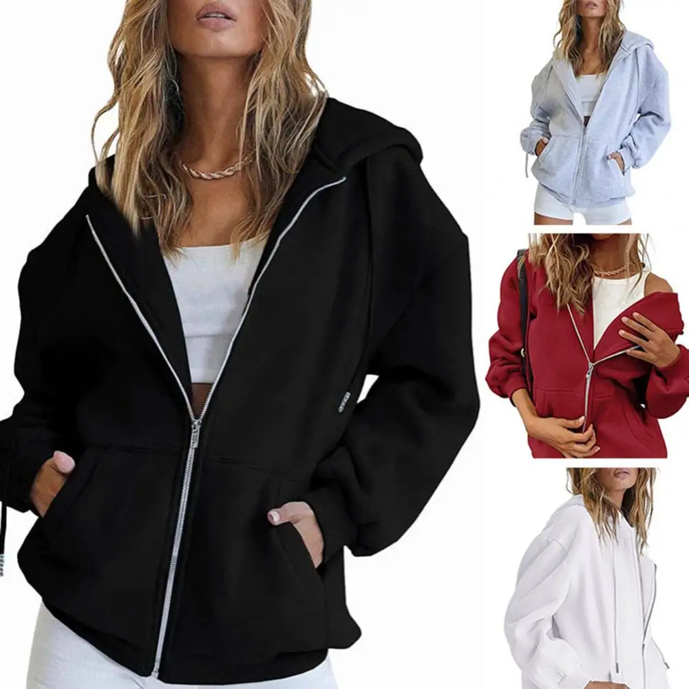 

Осенние Женские однотонные толстовки с капюшоном, пальто, Свободная Повседневная Толстовка с длинным рукавом, куртки для женщин, chaquetas para Women
