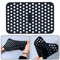air fryer silicone liner rectangular reusable air fryer mat baking inner liner pad for double basket kitchen air fryer accessory