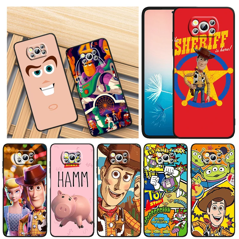 

Cartoon Toy Story Disney For Xiaomi Civi Mi Poco X4 X3 NFC F3 GT M4 M3 M2 X2 F2 Pro C3 4G 5G Black Soft TPU Capa Phone Case
