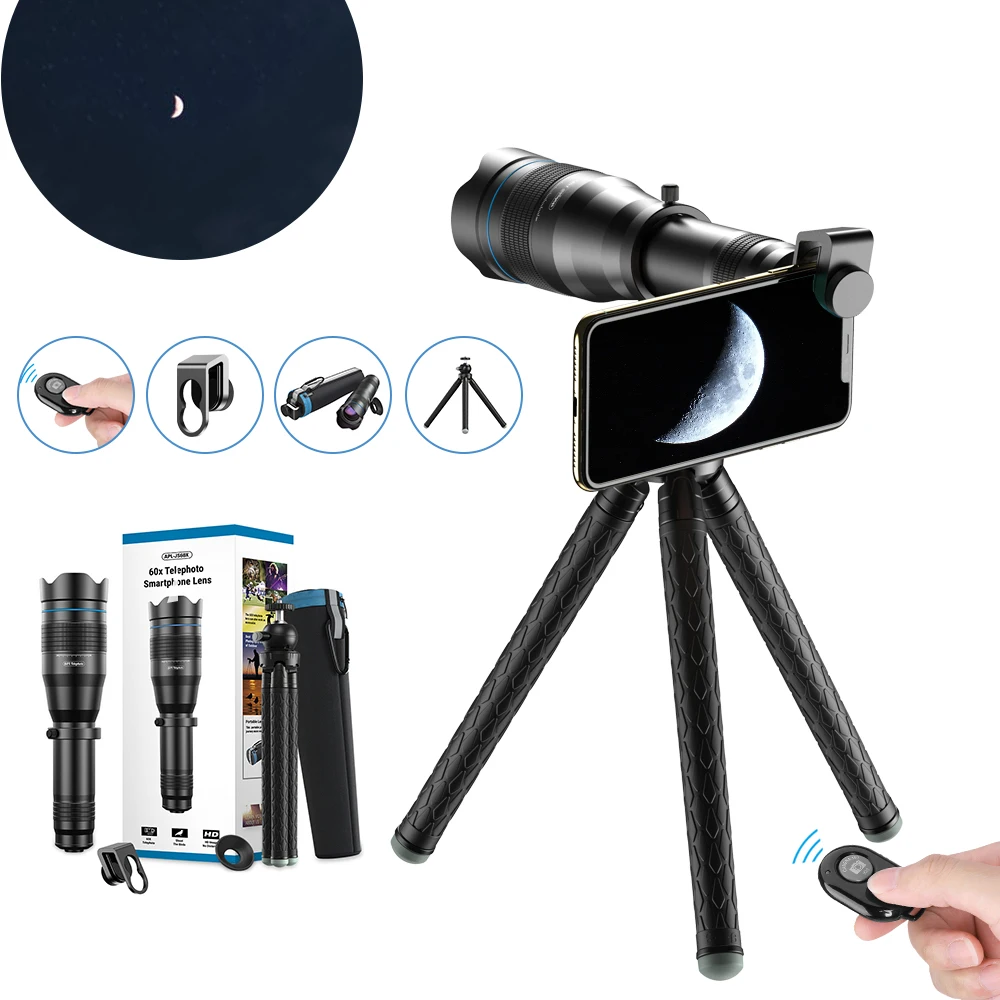 Профессиональный телескоп APEXEL HD 20-40X 28X 36X 60X зум-объектив с триподом для селфи