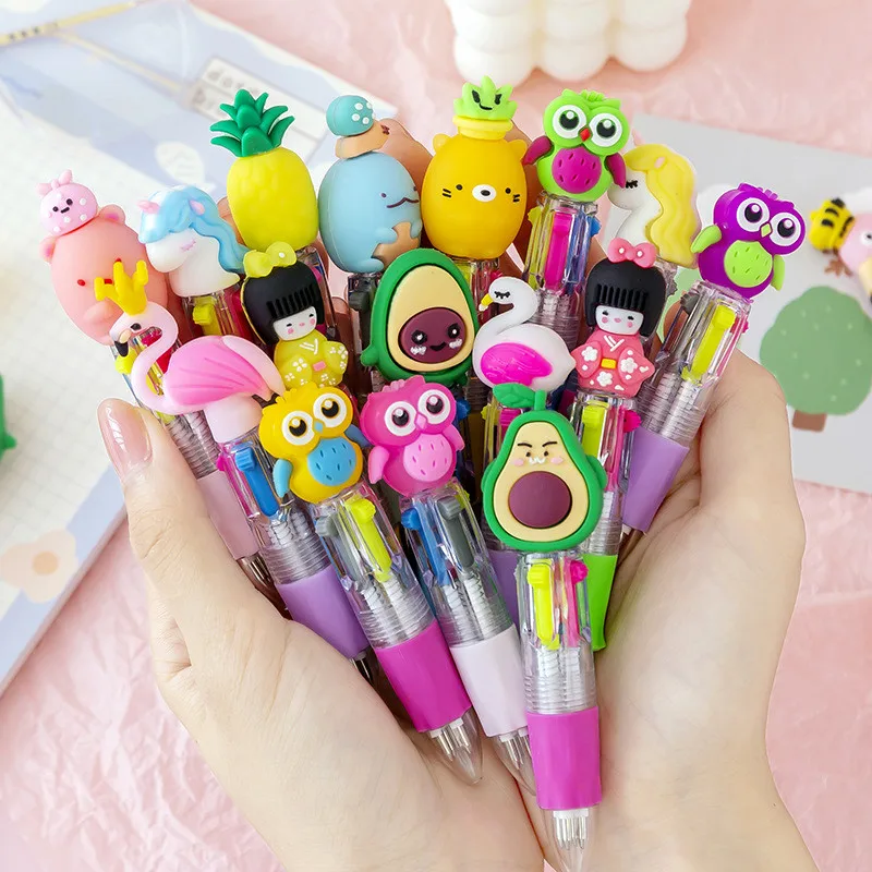 

10/15/20/30 pcs/batch Cute Cartoon 4 Colors 0.7mm Mini Ballpoint Pen Unicorn Flamingo Retractable Pen School Office Supplies