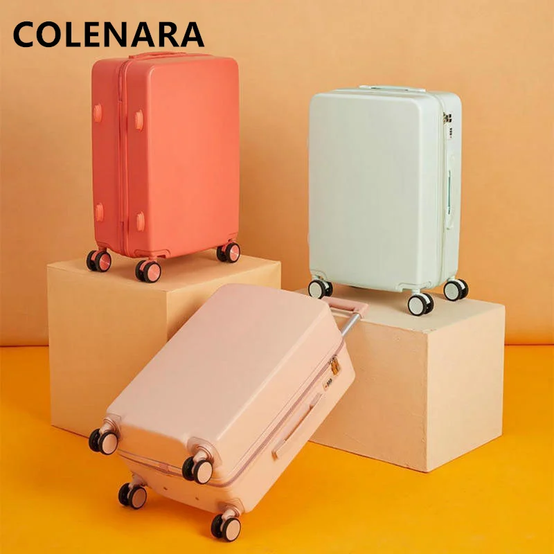 COLENARA 20/22/24/26/28Inch Suitcase New Men's Lightweight Trolley Bags Girls Boarding Cases with Wheels Rolling Luggage