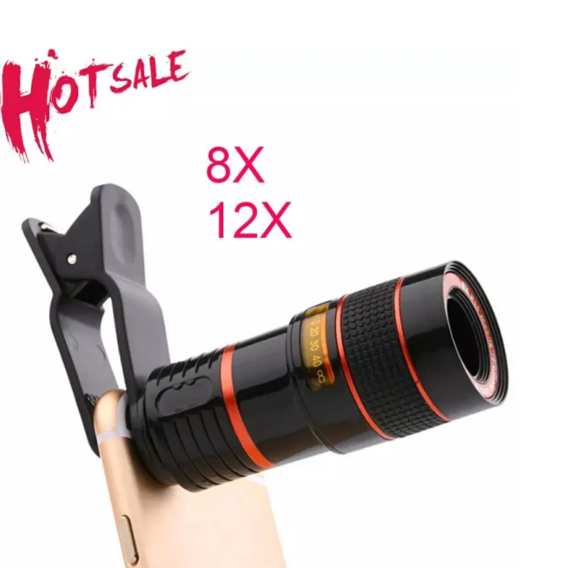 

Mobile Phone Lens 12X 8X Zoom Macro Lens For Smartphone Camera Lens Fisheye With Clips For IPhone Xiaomi Phone Accessories
