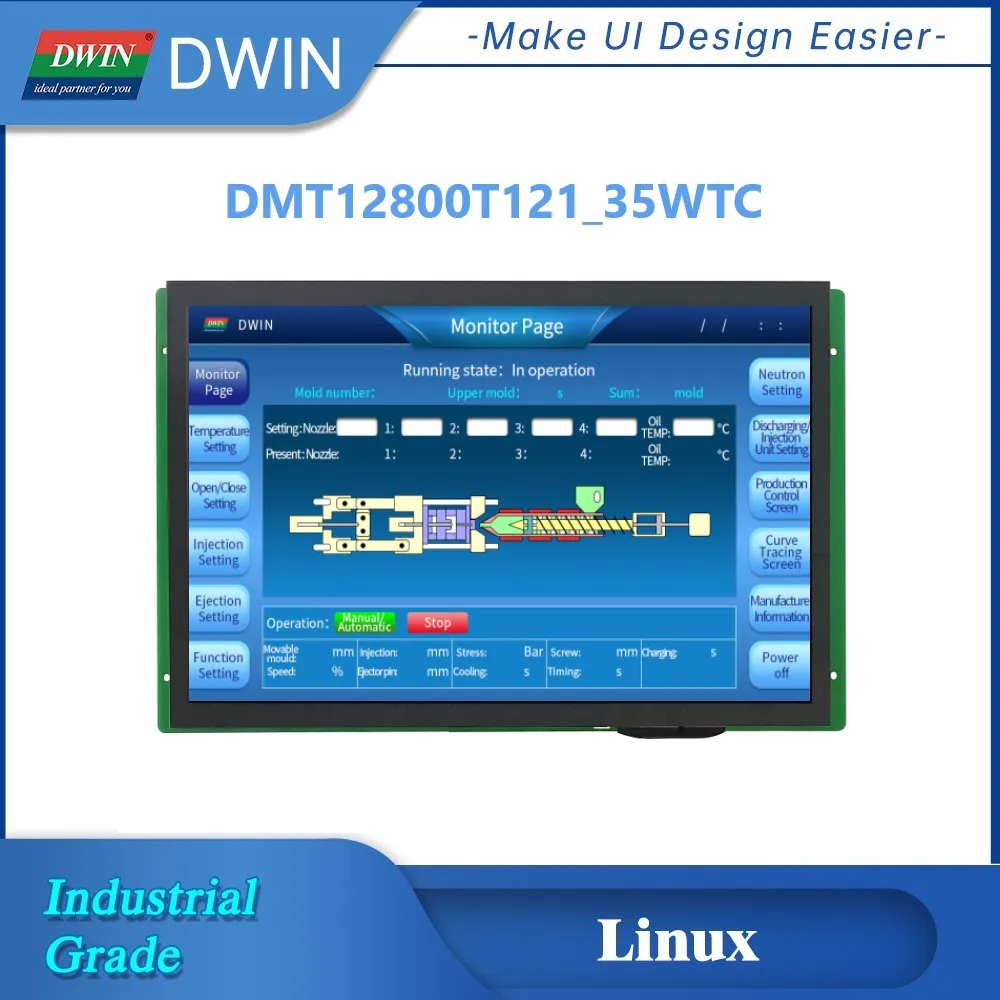 DWIN12.1Inch 1280*800 Industrial Linux Display QT Development Wide Viewing Angle Capacitive IPS TFT LCD Module Touch Screen