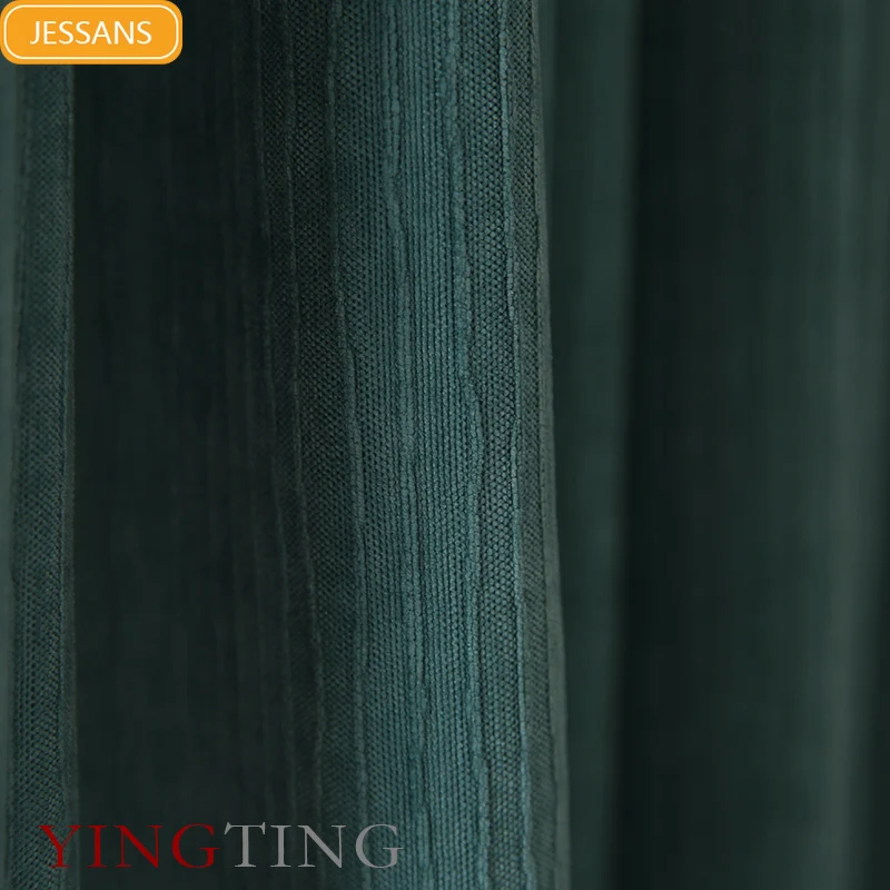 

Thousand Grass Green Curtains for Living Dining Room Bedroom Japanese Simple Light Luxury American Chenille Blackout Custom rhj