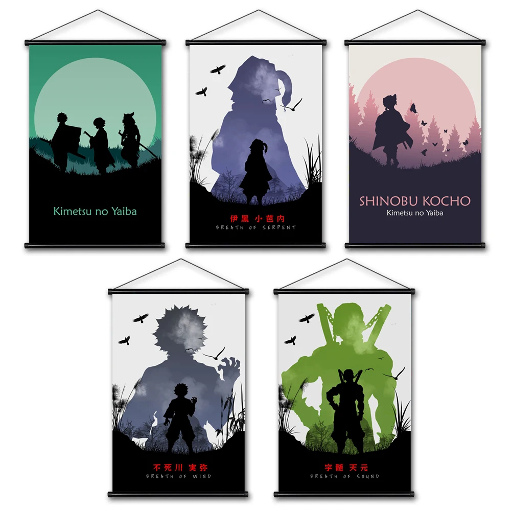 

Canvas Scrolls Poster Demon Slayer Hanging Paintings Rengoku Shinjurou Home Decor HD Print Living Room Modular Pictures Wall Art
