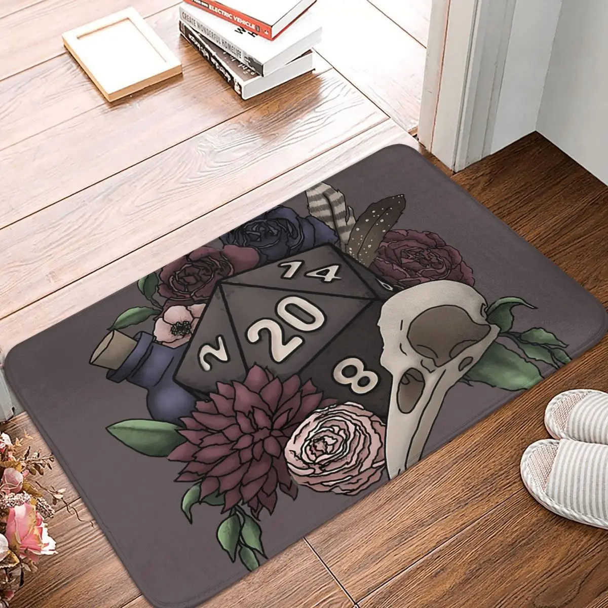 Gothic Bathroom Mat Necromancer D20 Tabletop RPG Gaming Dice Doormat Kitchen Carpet Outdoor Rug Home Decoration