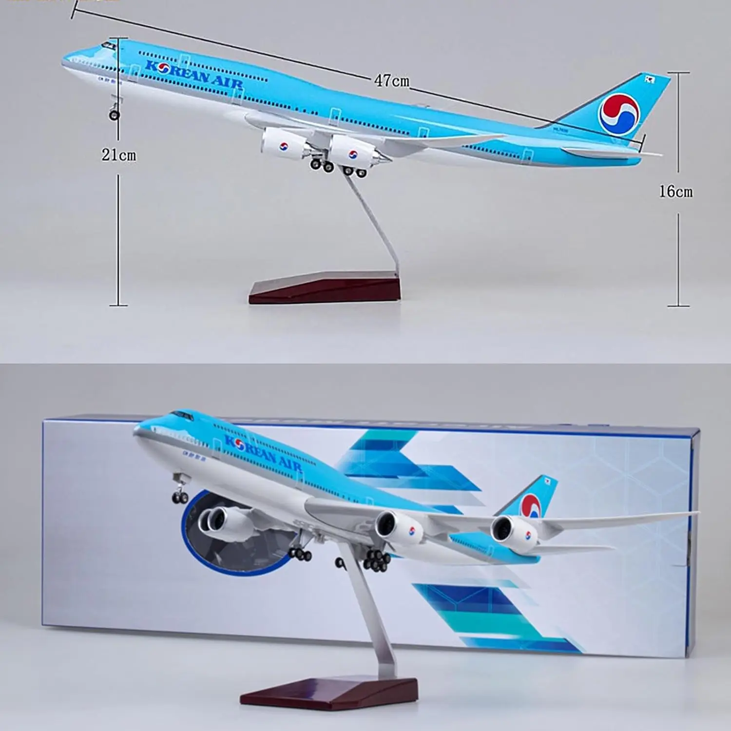 Фото Масштабная модель самолета B747-8 корейской авиакомпании, 1/150, 47 см, из литого металла, для авиационных энтузиастов, в подарок или для коллекции/демонстрации №1