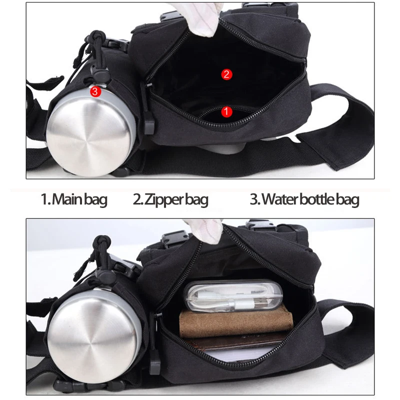 Military Tactics Backpack Water Bottle Fanny Pack Waterproof Running Waist Belt Bag Camping Nature Hike Outdoor Traveling Bag