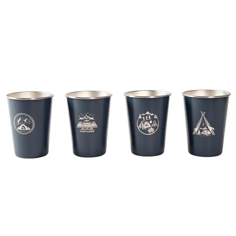 

4pcs Insulated Metal Cups Insulated Coffee Mug With Anti-slip Slicion Cover Camping Cups Water Tumbler Stackable Metal Drinking